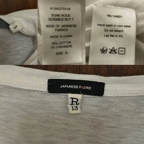 R13 Punk Rock Scribble Boy Graphic T-Shirt  Japanese Jersey – Small - Picture 7 of 9